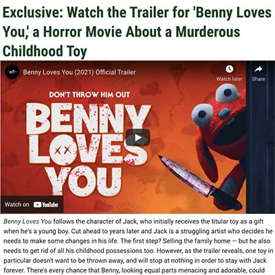 Exclusive: Watch the Trailer for 'Benny Loves You,' a Horror Movie About a Murderous Childhood Toy